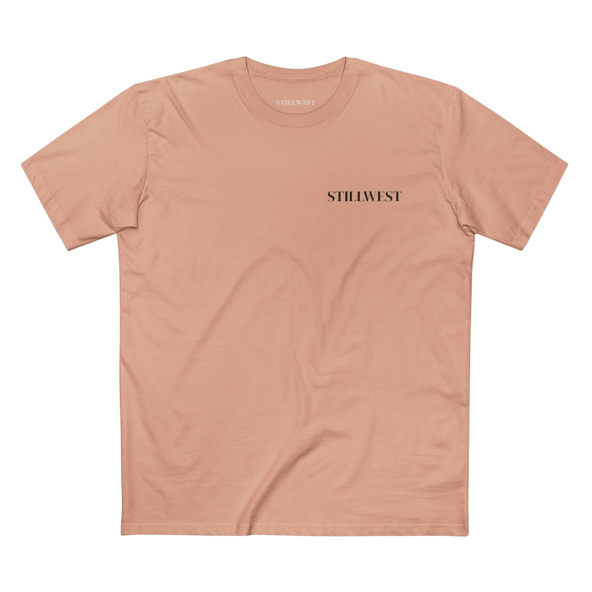 Pink shirt with the word STILLWEST on the front.